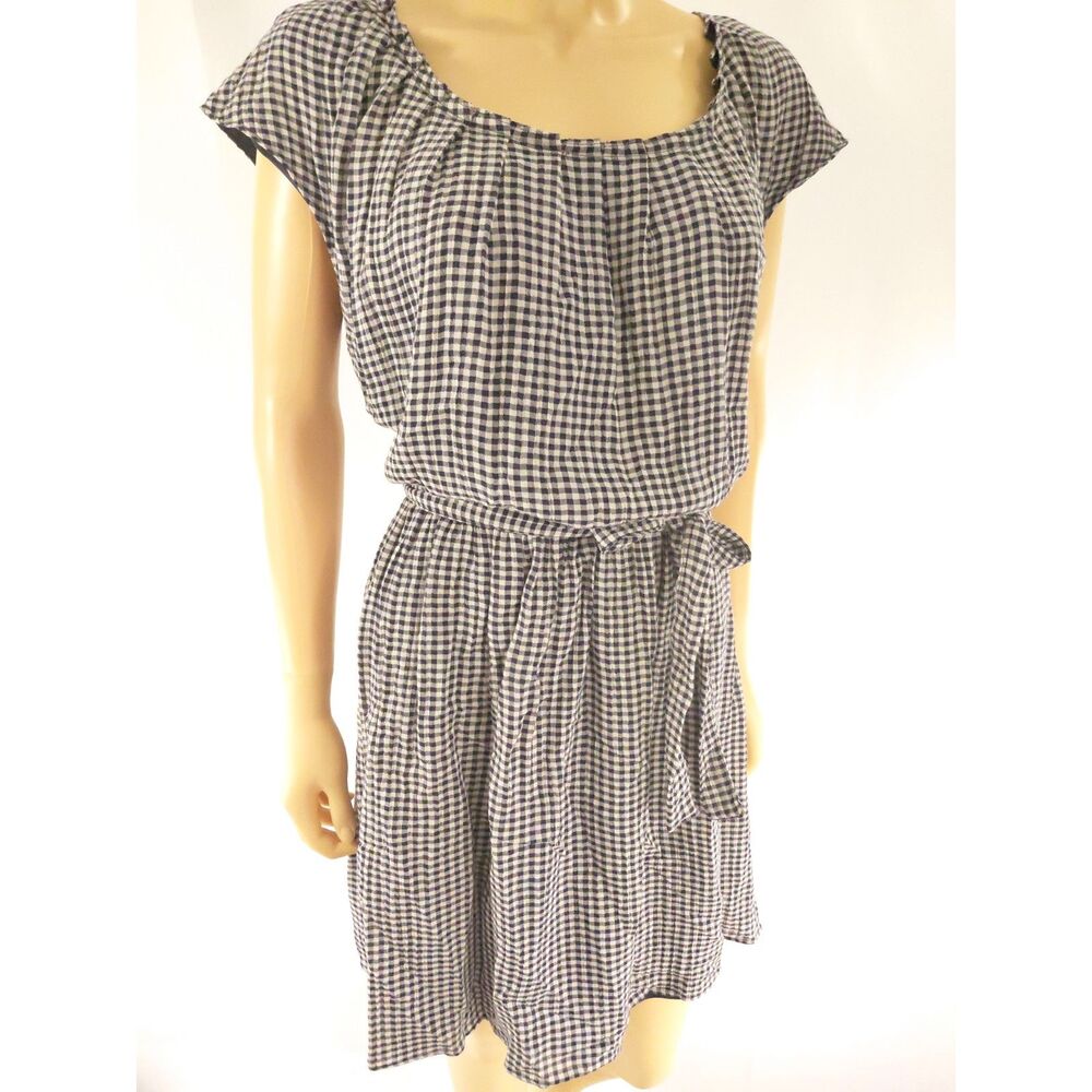 LAUREN CONDRAD Dress Cap Sleeve Scoop Neck Cotton Gingham XL